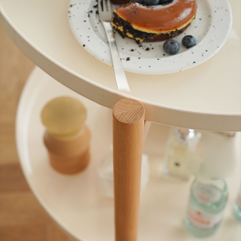 Dia 22.2" Round Side Table Modern Tray Top End Table with Casters