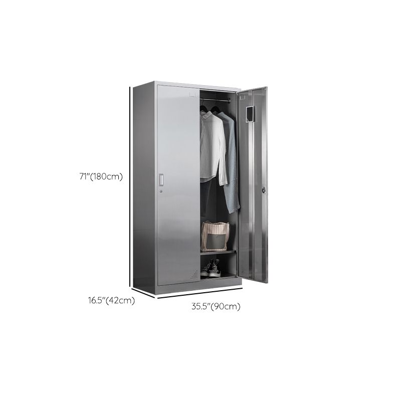 Contemporary Steel Indoor Cabinet Silver Storage Cabinet with Hinged Doors