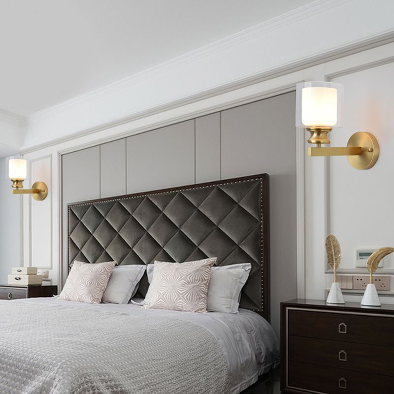 Illuminazione a parete interno Apparecchio di lampada a parete minimalista con tonalità di vetro latte