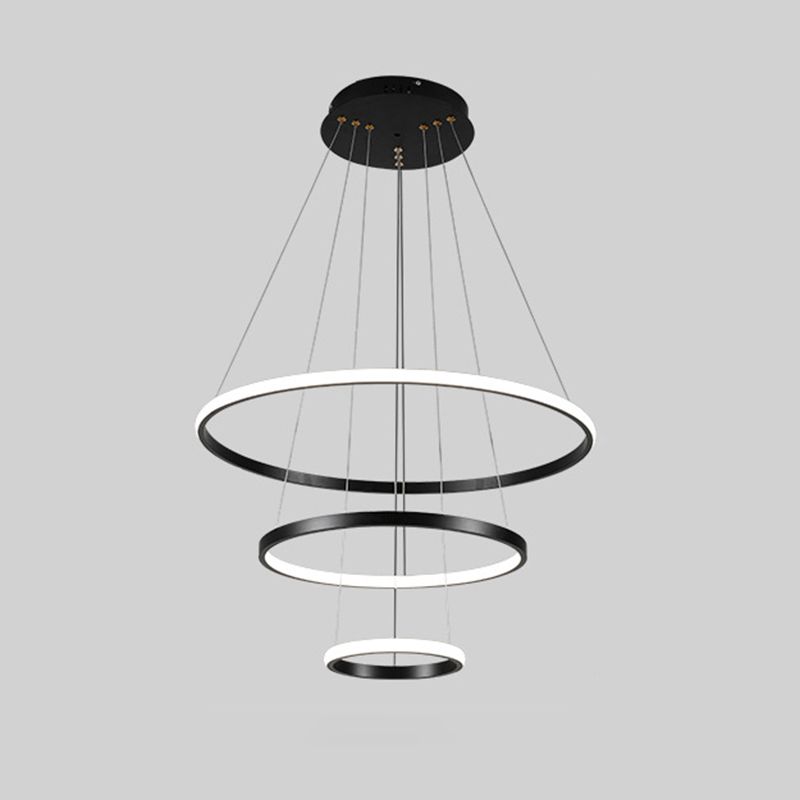 Orbicular Chandelier Lighting Fixtures Modern Black Hanging Chandelier with Silica Gel Shade
