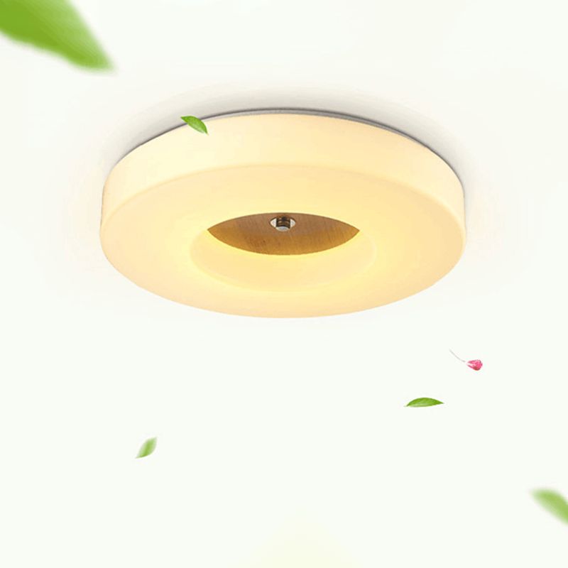 Wooden Circular LED Ceiling Light in Modern Creative Style Acrylic Flush Mount for Living Room
