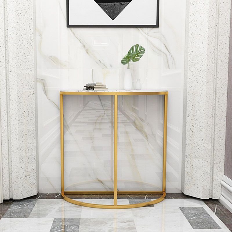 Glam Marble Console Table Half Moon Stain Resistant Accent Table for Hall