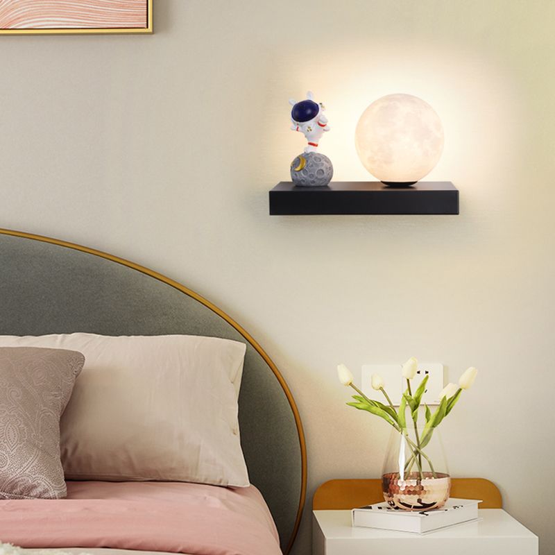 Modern Metal Wall Sconce Ball Shape Wall Light with PLA Shade for Bedroom