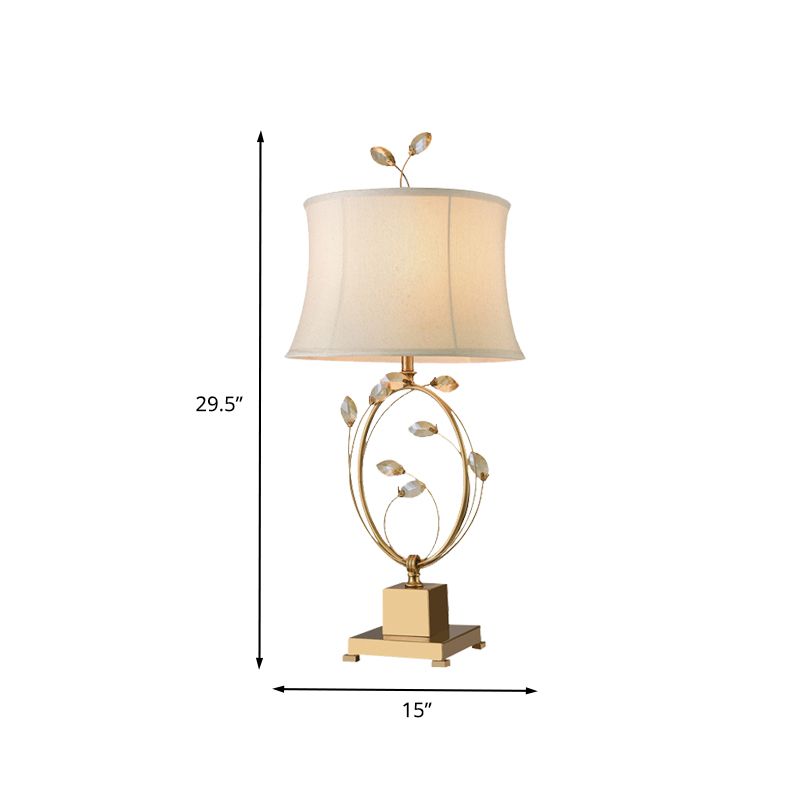 1 Head Dining Room Table Lamp Modern Gold Task Lighting with Flared Fabric Shade