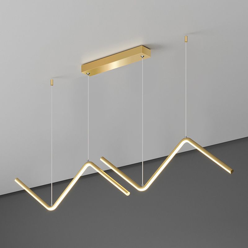 Modern Metal Chandelier Lamp Linear LED Island Pendant for Dining Room
