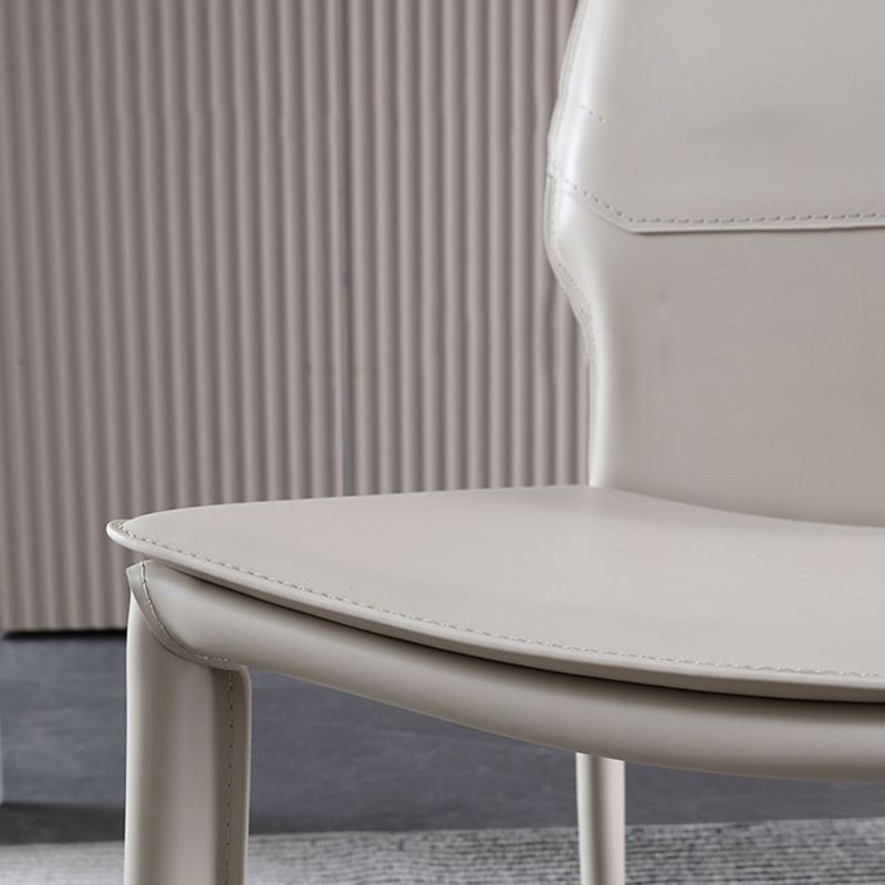 Contemporary Metal Dining Chair Leather Armless Dining Room Chair for Home Use