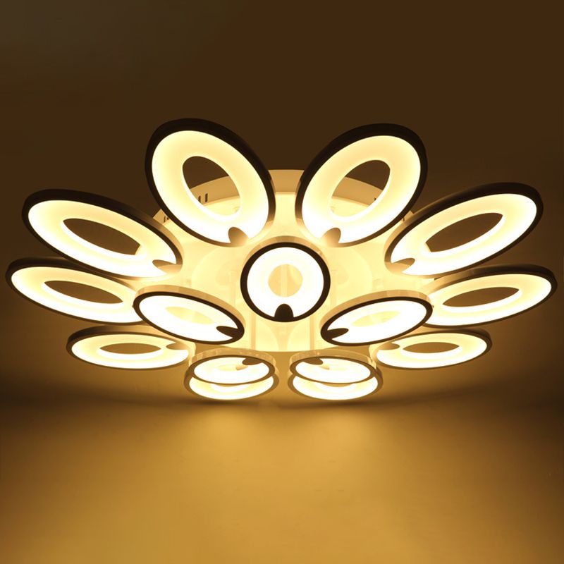 Peacock Living LED Semi Flush Lighting Acrílico Moderno techo Ligera montada en blanco