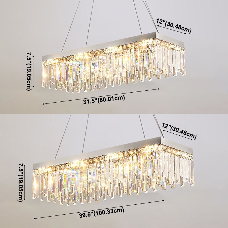 Rechteckinselbeleuchtung im modernen Luxusstil Crystal 1 Light Island Lights in Silber