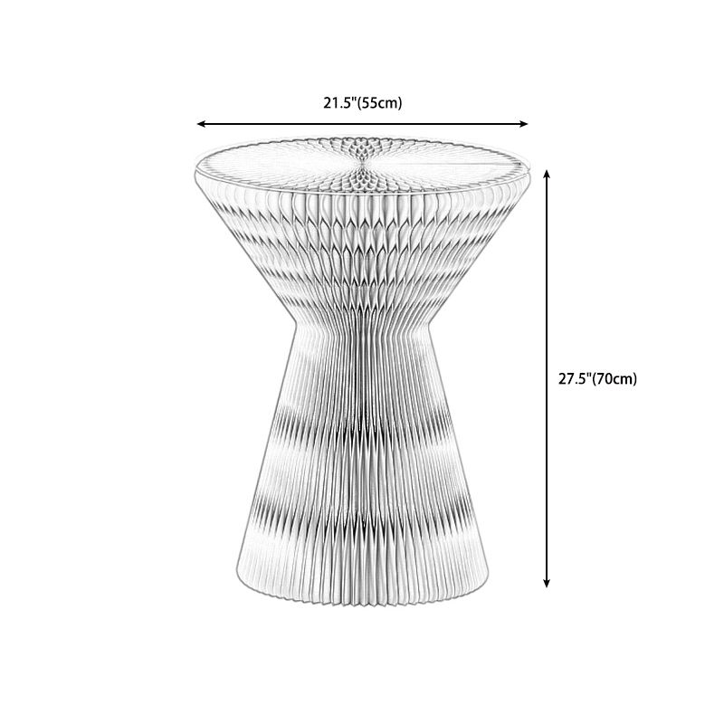 Contemporary Round Side Table, Antique Finish Top and Drum Base Side Table
