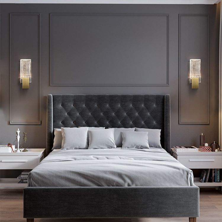 Pronzo della parete rettangolare oro in stile moderno in ferro battuto in ferro battuto con tonalità di cristallo