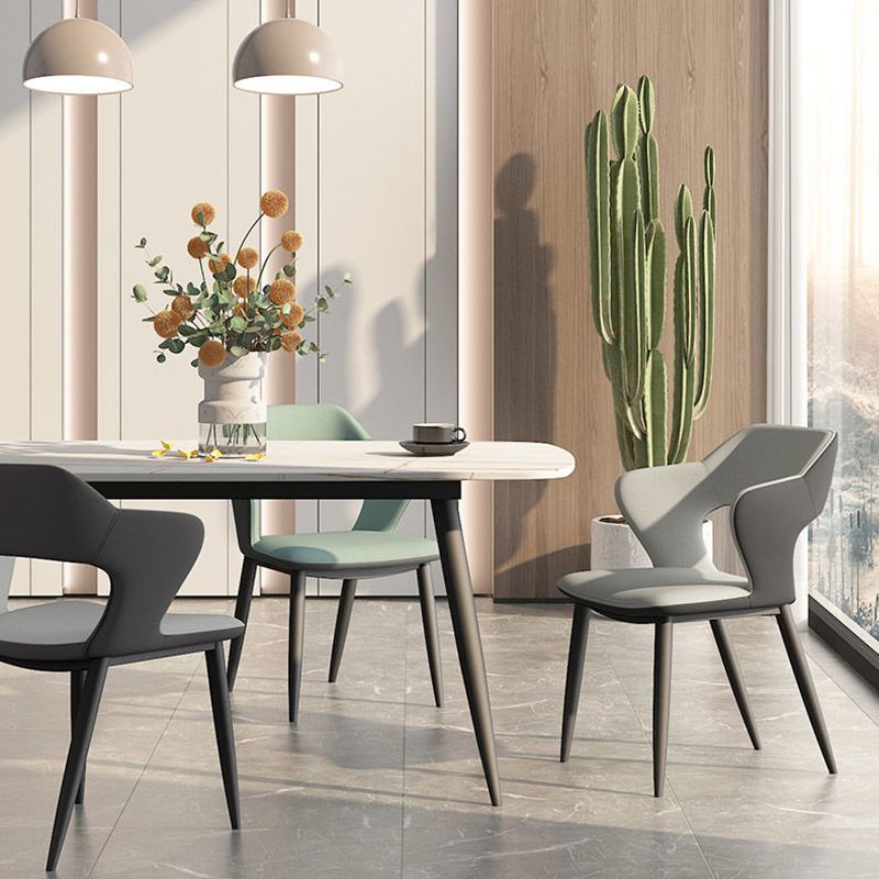 Metal Contemporary Dining Chair with Arms Matte Finish Open Back Dining Side Chair