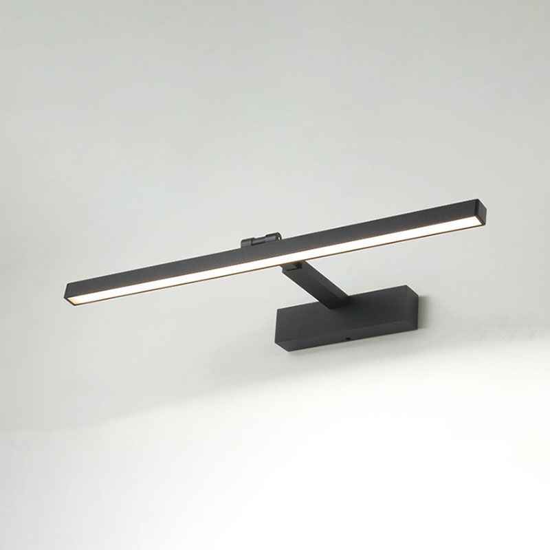 Metal Linear Wall Sconce Modern Style 1-Light Swing Arm Mirror Wall Light Fixture in Black