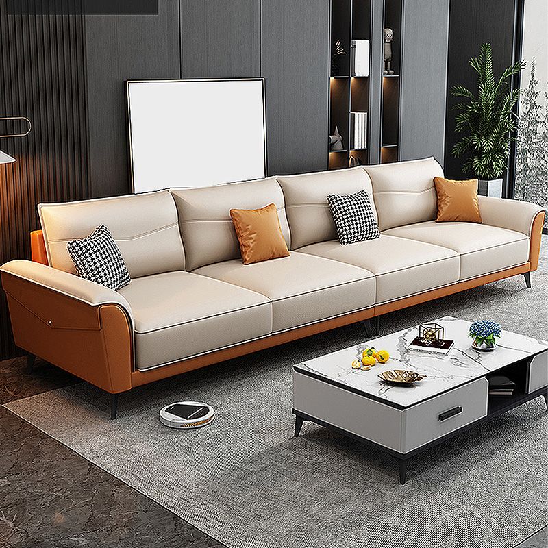 Modern Pillow Top Arm Sectional 35.43"High Cushion Back Sofa and Chaise