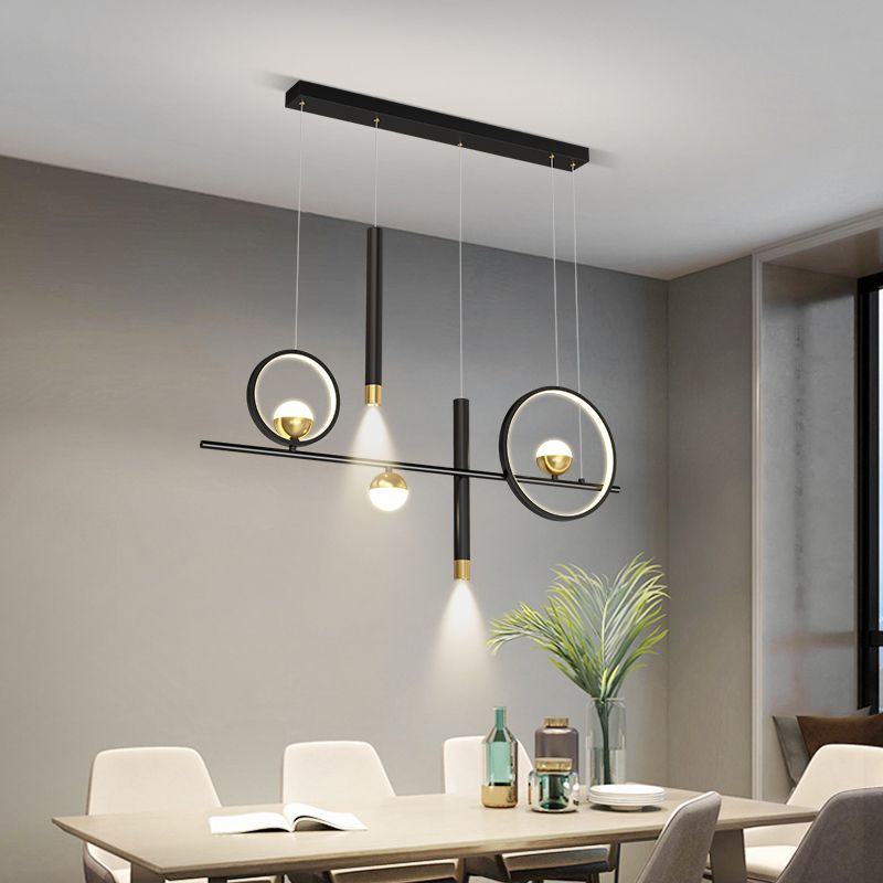 Idee per illuminazione dell'isola a led in metallo moderno lampada lampadario lineare per sala da pranzo