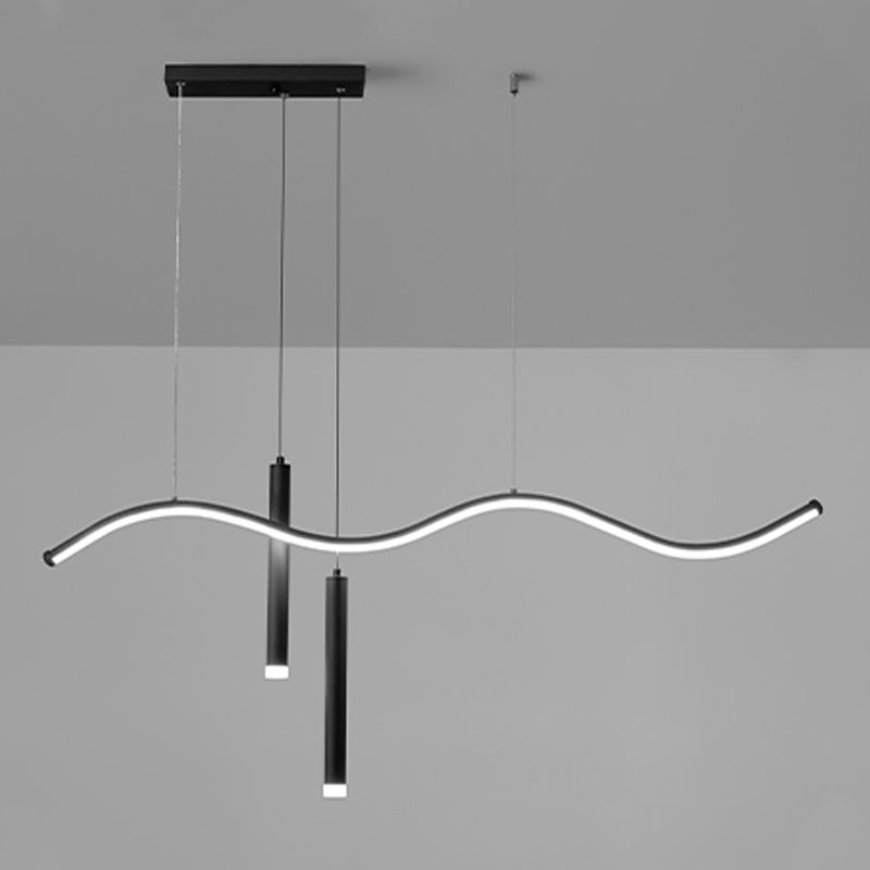 3-Light Linear Island Lighting Contemporary Metal Island Lights