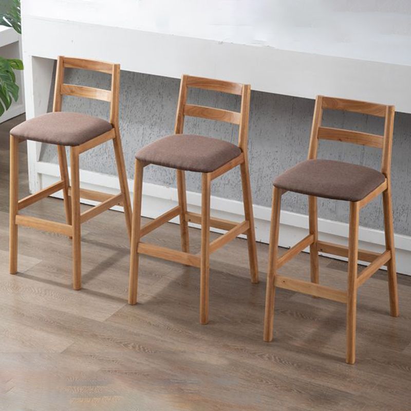 Modern Armless Backrest Counter Stool Wood Cafe Bar Stool with Cushion