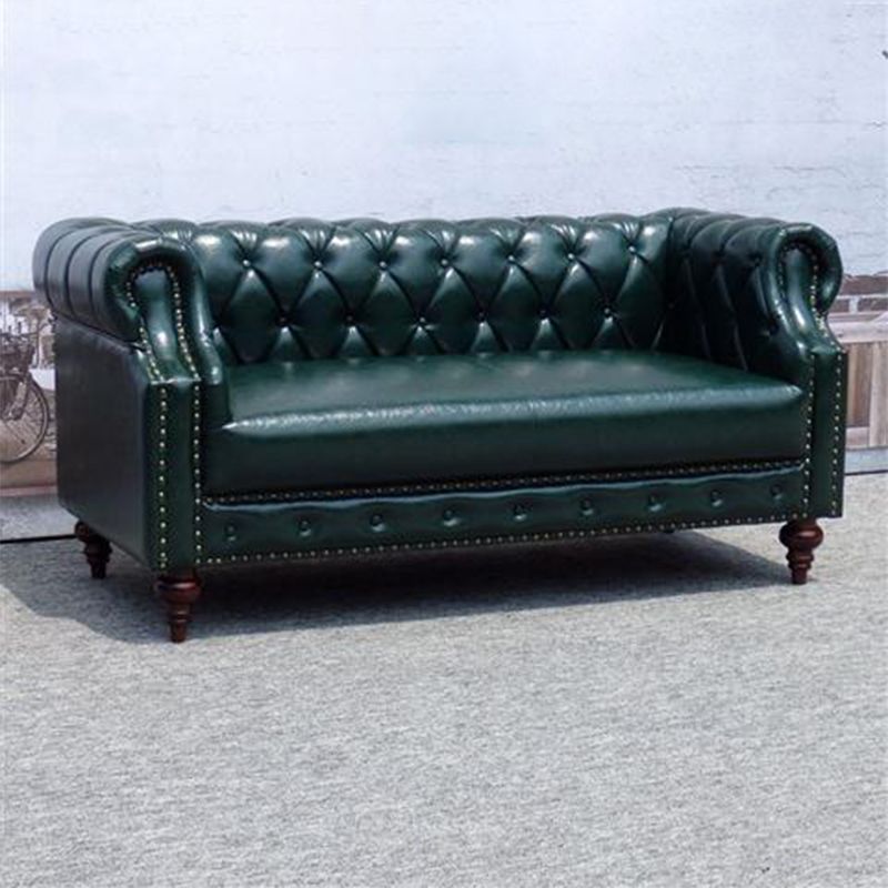 29.13" Wide Tuxedo Arm Sofa Contemporary Genuine Leather Sofa with Tufted Back