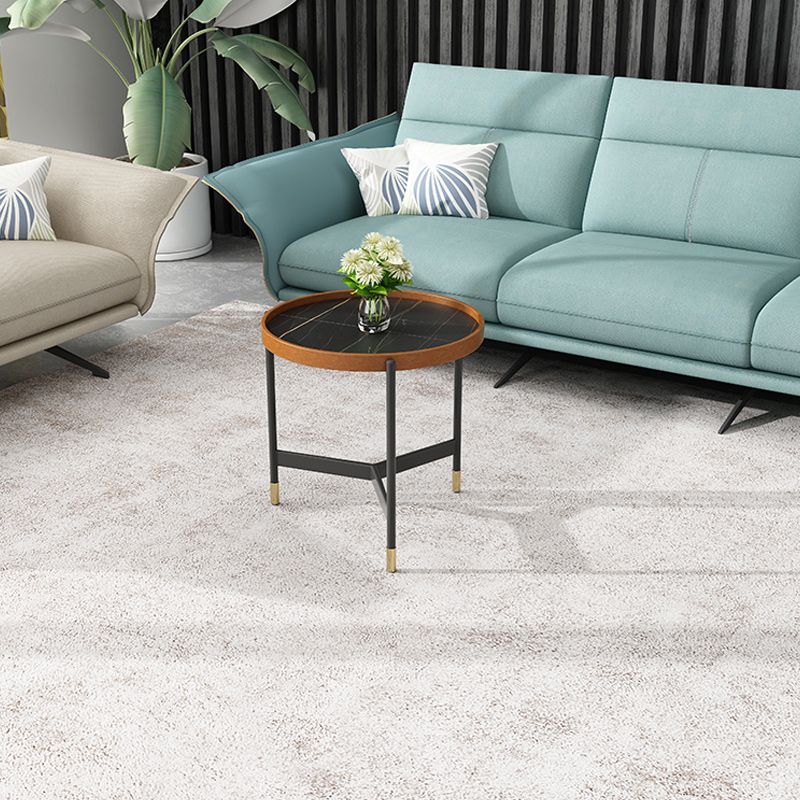 Modern Slate Tray Top 3 Legs Coffee Table White/Black Round Table