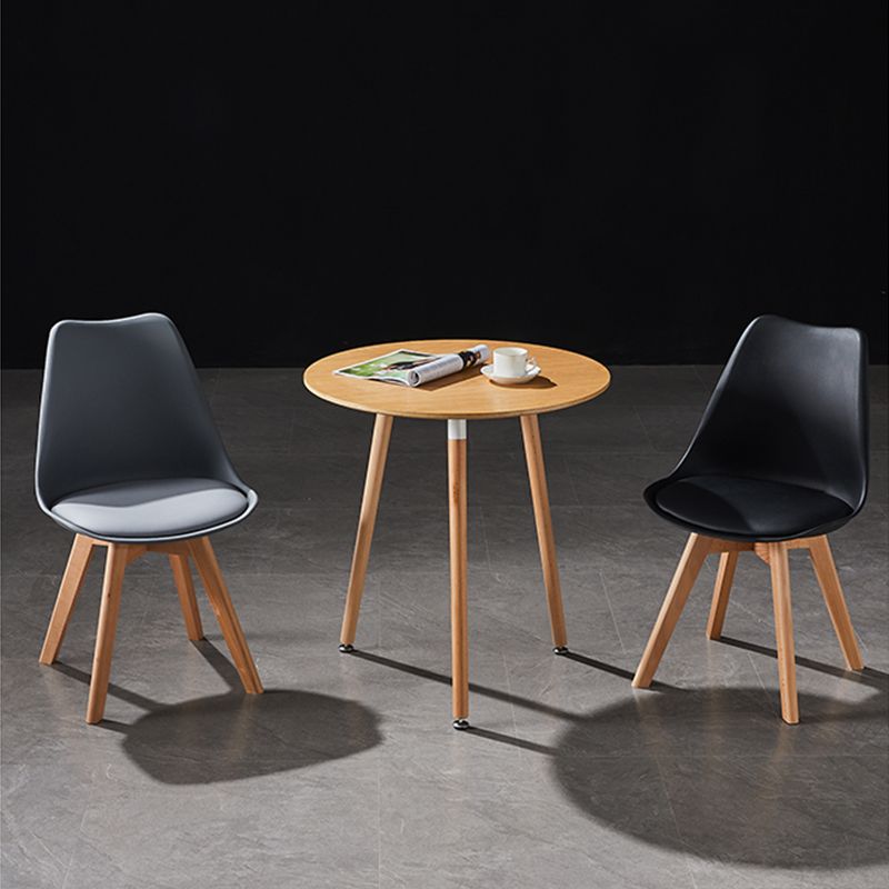 Contemporary Wood Dining Room Chairs Faux Leather Dining Armless Chairs for Home Use