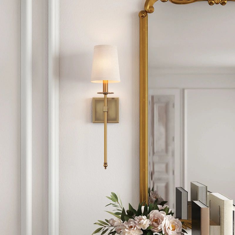 Contemporary Fabric Shade Wall Light 1-Light Wall Mounted Light Fixture for Bedroom