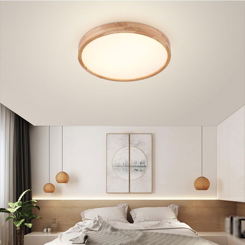 Plafonnier LED de forme ronde, moderne et Simple, en bois, 1 lumière, encastré, pour chambre à coucher