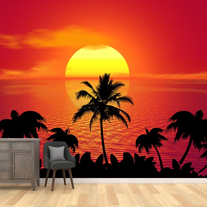 Environment Friendly Mural Wallpaper Tropical Scenery Illustration Bedroom Wall Mural