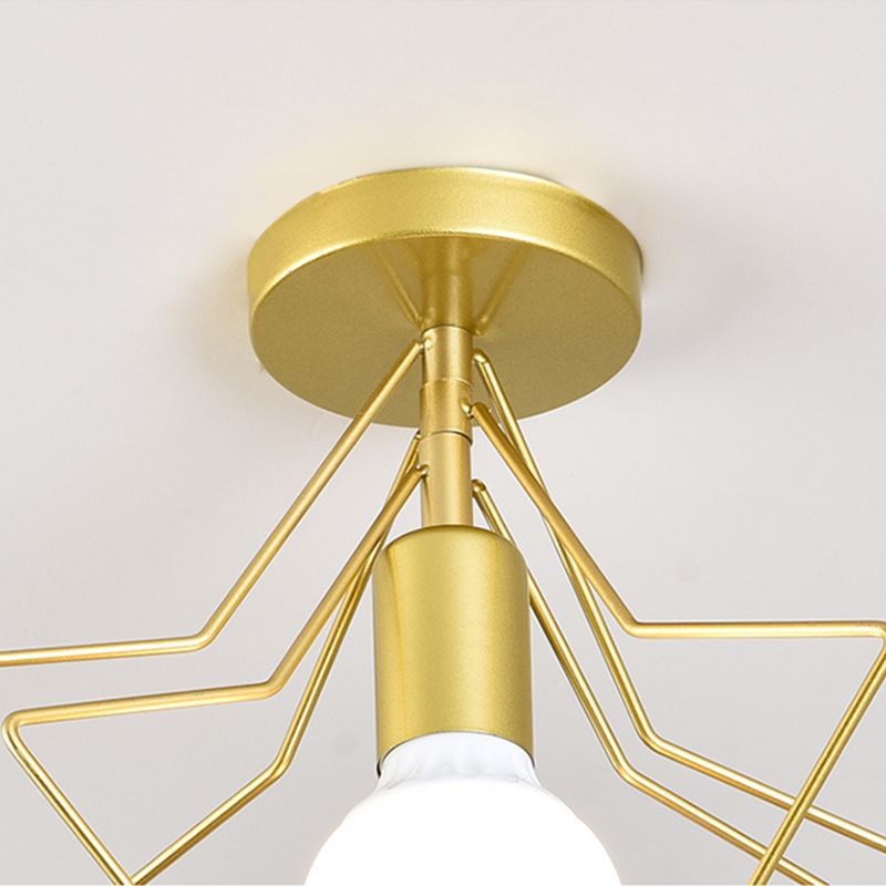 Nordic Style Iron Ceiling Light Geometry Shape 1 Light Ceiling Lamp for Bedroom