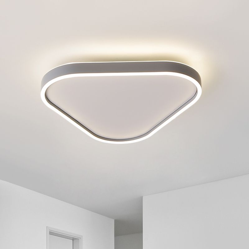 16"/19.5" W Triangle Bedroom Flush Light Fixture Acrylic LED Modern Ceiling Mounted Lamp in Grey, Warm/White Light