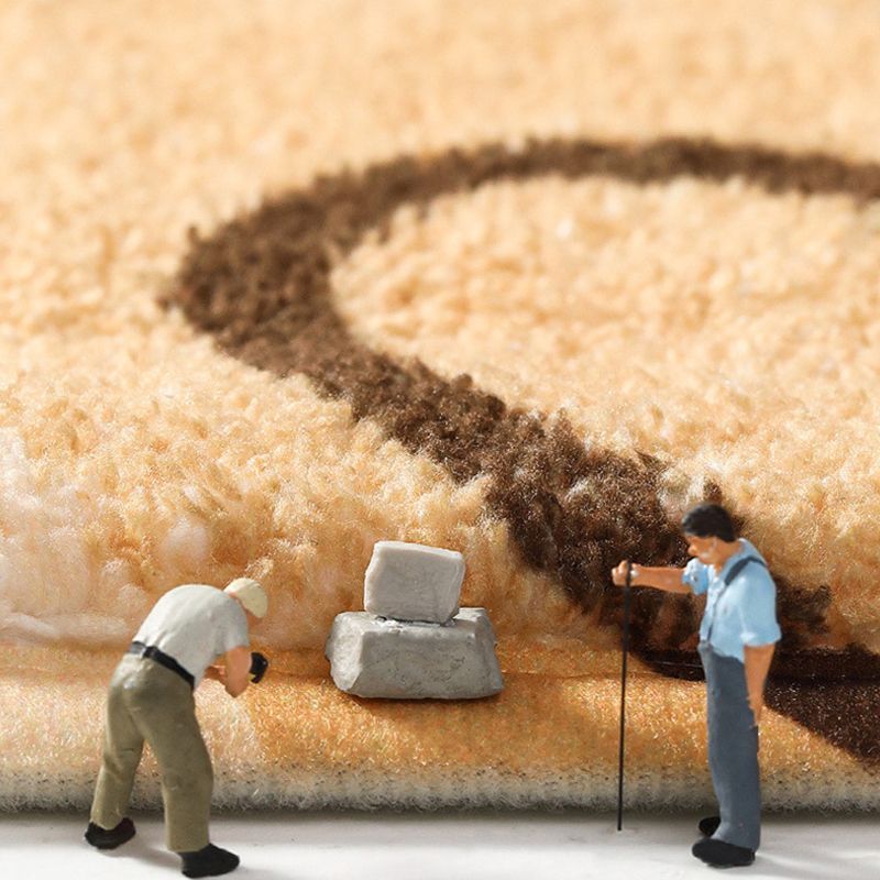 Orange Modern Carpet Polyester Check Pattern Carpet Washable Carpet for Living Room