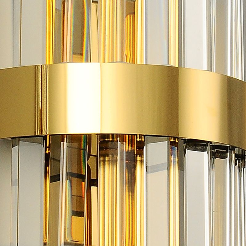 Crystal Half-Cylinder Shape Wall Sconce Modern Style 2 Lights Wall Light Fixture in Gold