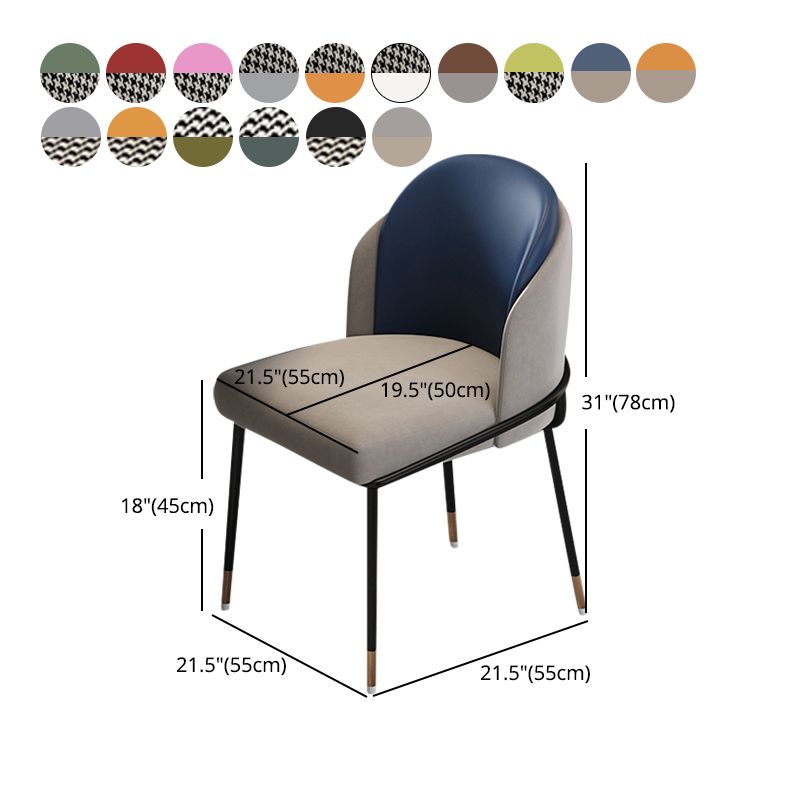 Silla de comedor de metal Glam, silla sin brazos lateral de comedor tapizada para uso en restaurantes