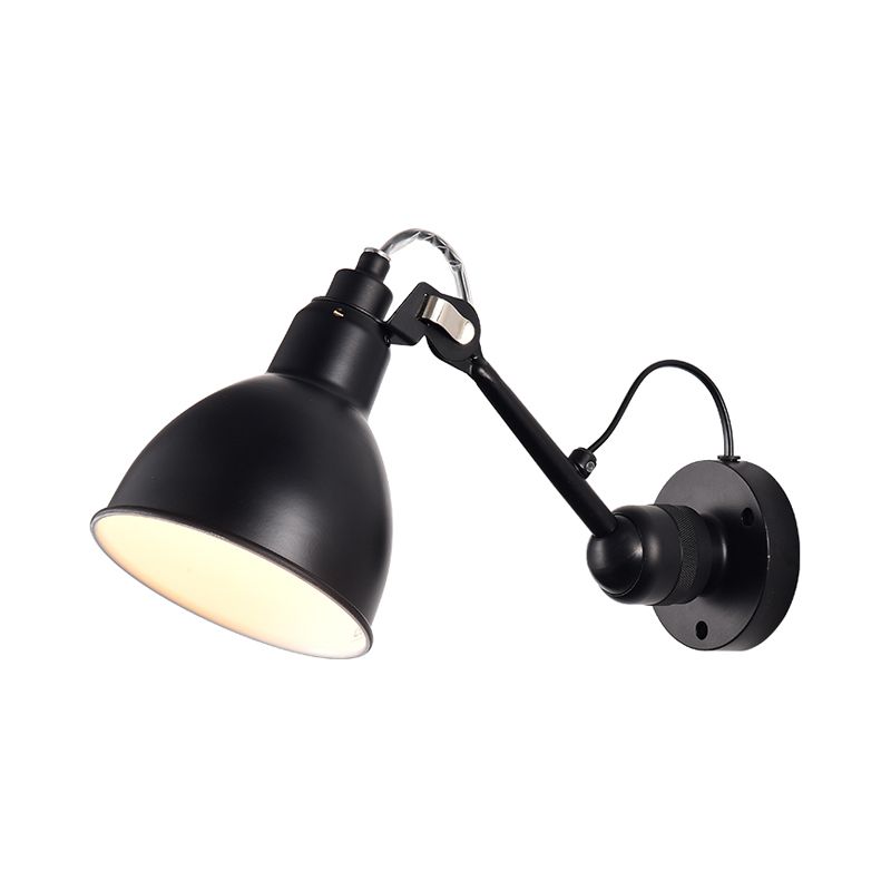 Modern Style 1 Head Wall Mounted Lamp with Metal Shade Black/White Domed Sconce Lighting for Living Room