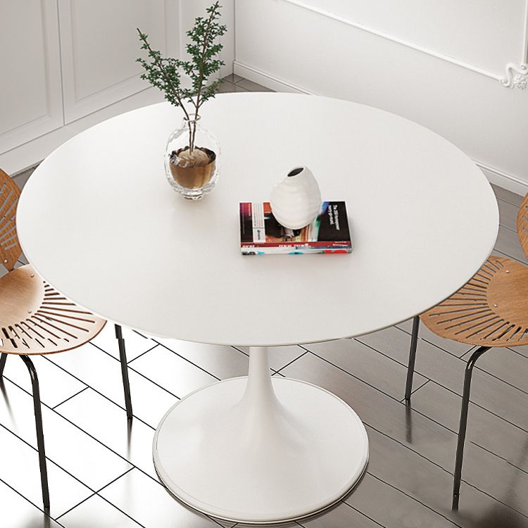 Stone Round Top Table Contemporary Dining Table with Pedestal Base