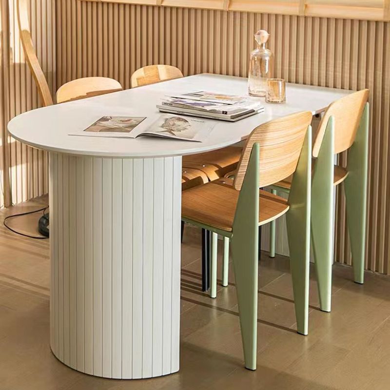 Contemporary Half-Circle Office Desk White Writing Desk for Home