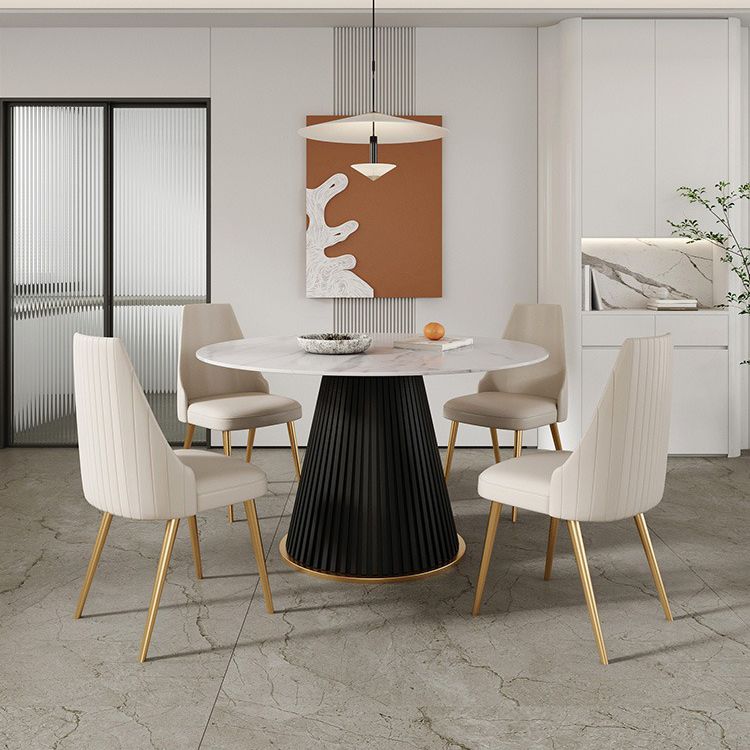 Mesa de comedor redonda de piedra sinterizada, mesa de comedor tradicional de lujo para el hogar