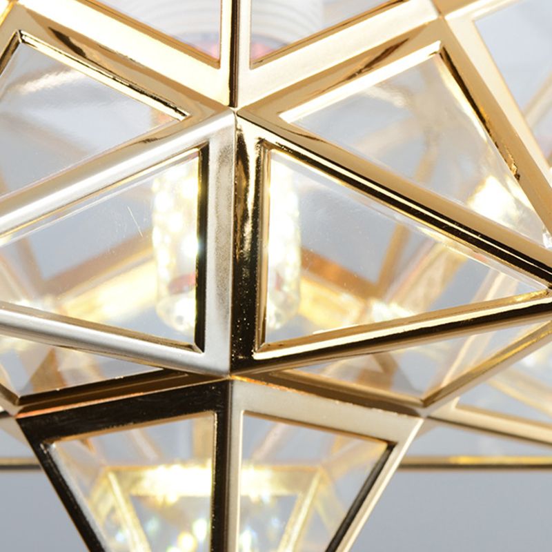 Glass Semi Flush Mount Light Star Shape Vintage Semi Flush Ceiling Light