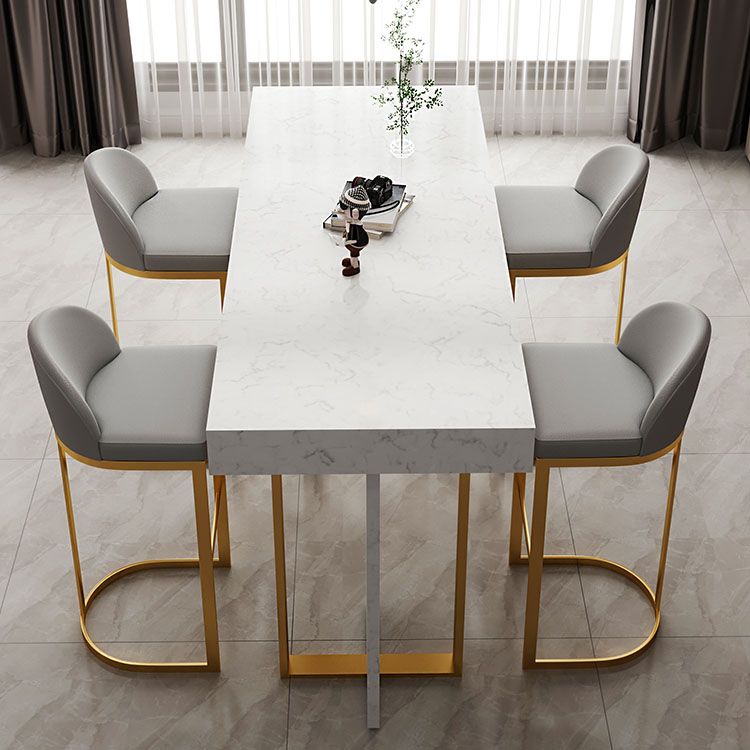 Indoor Modern Pub Dining Set 1/2/5 Pieces White Stone Top Bar Pub Table Set