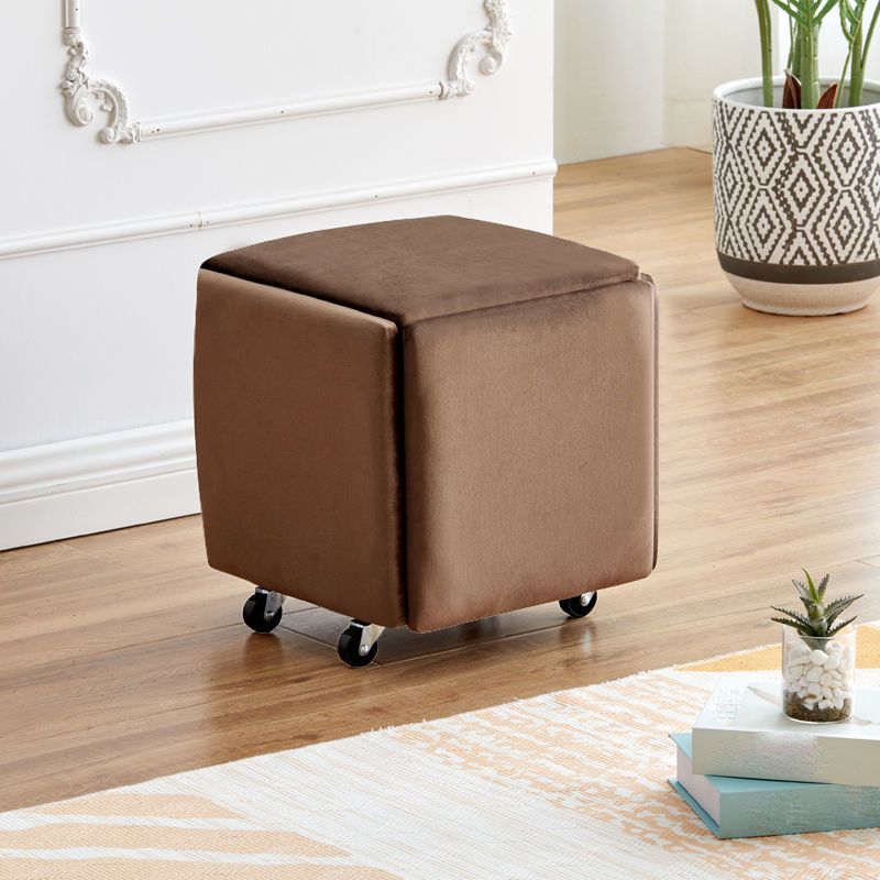 Modern Plain Boucle Ottoman Velvet Square with Storage Target Pouf