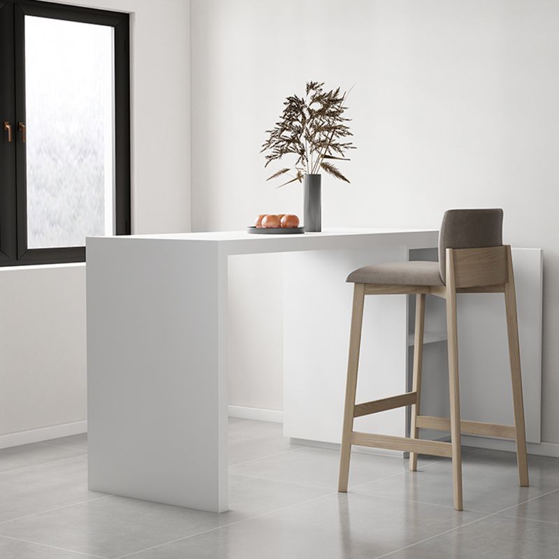 Modern Sintered Stone Top Rectangle White Bar Dining Table with Storage