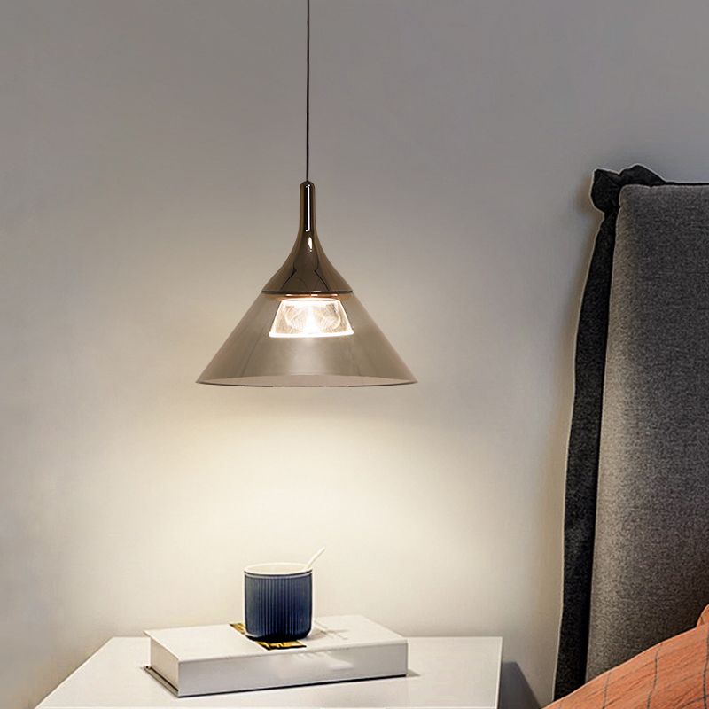 Minimalist Cone Shape Pendant Light Aluminum Dining Room LED Hanging Light