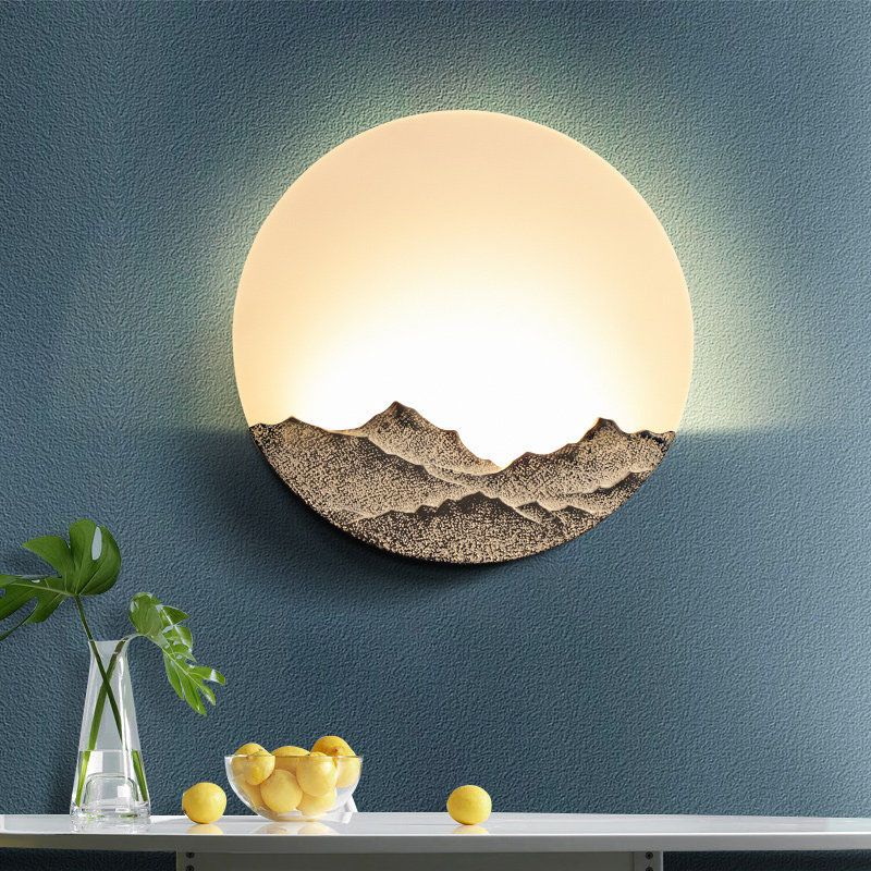 Round Disc Shade Wall Lighting Simple Style Metal 1 Light Sconce Light in Brass