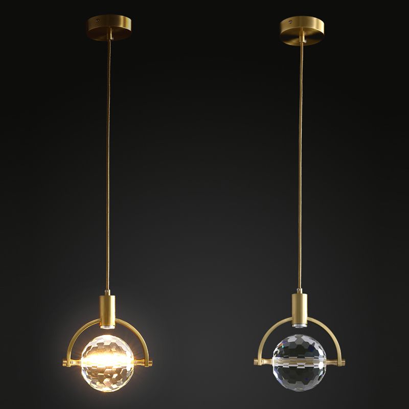 Global Hanging Pendant Light Nordic Crystal Bedroom Down Lighting Pendant in Gold