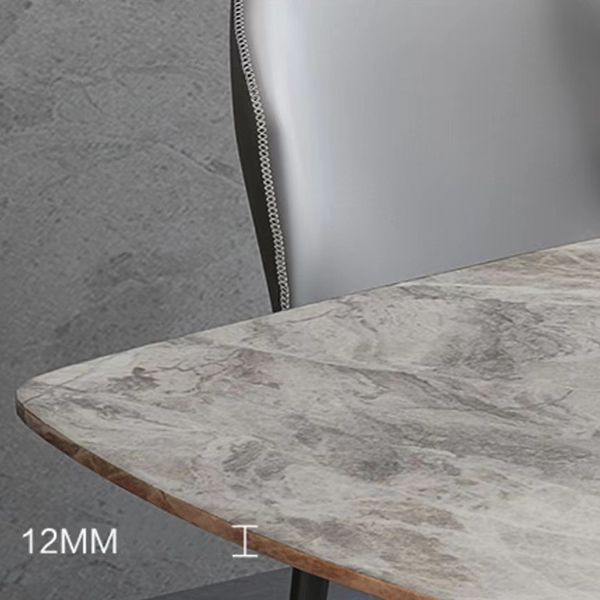 Modern Rectangular White Stone Top Dining Table with Steel Black X-Base