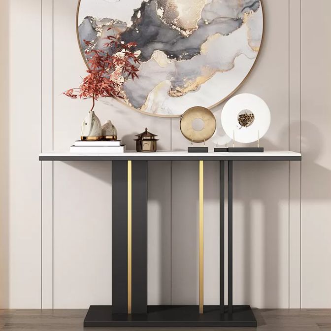 Modern Stone Console Table 1 Shelf 31.5" Tall End Table for Hall