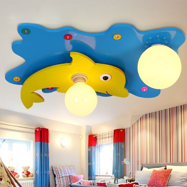 Dolphin kinderslaapkamer, inbouw plafondarmatuur, ijzeren Scandinavische plafondlamp in blauw
