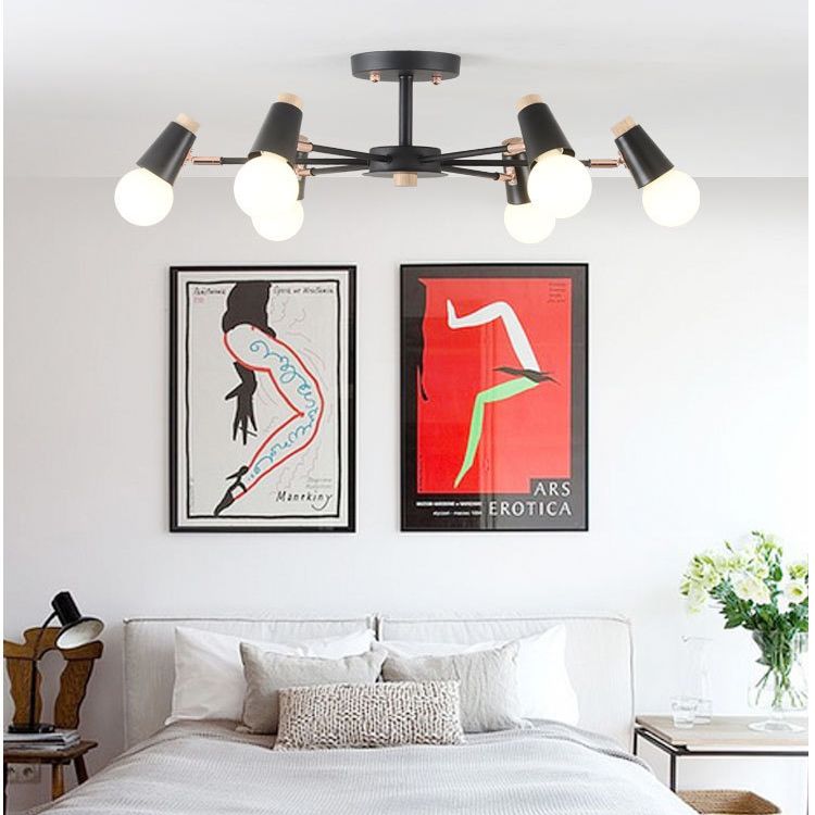 Industrial Multi-Light Ceiling Light Wrought Iron Semi Flush Mount for Living Room