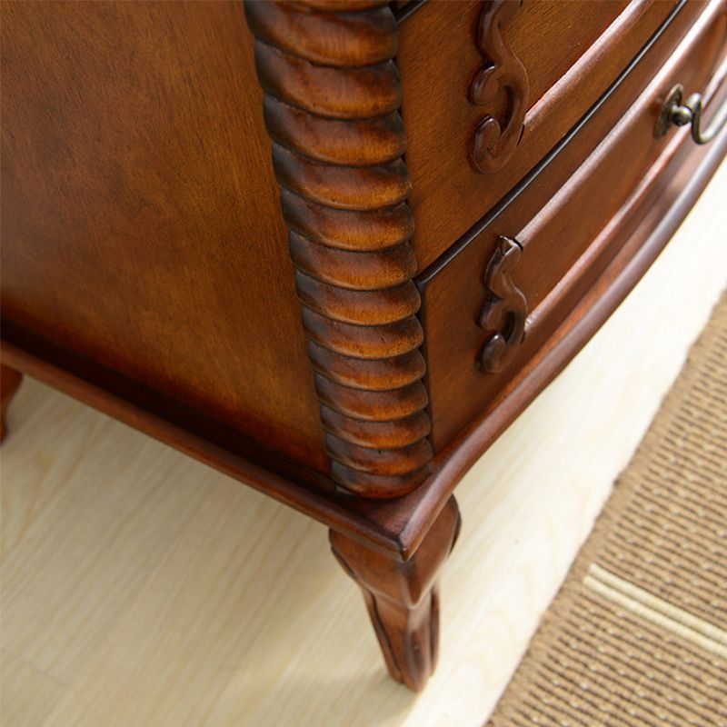 Mid-Century Modern Wood Cabinet Ring Pulls Side Cabinet with Drawer