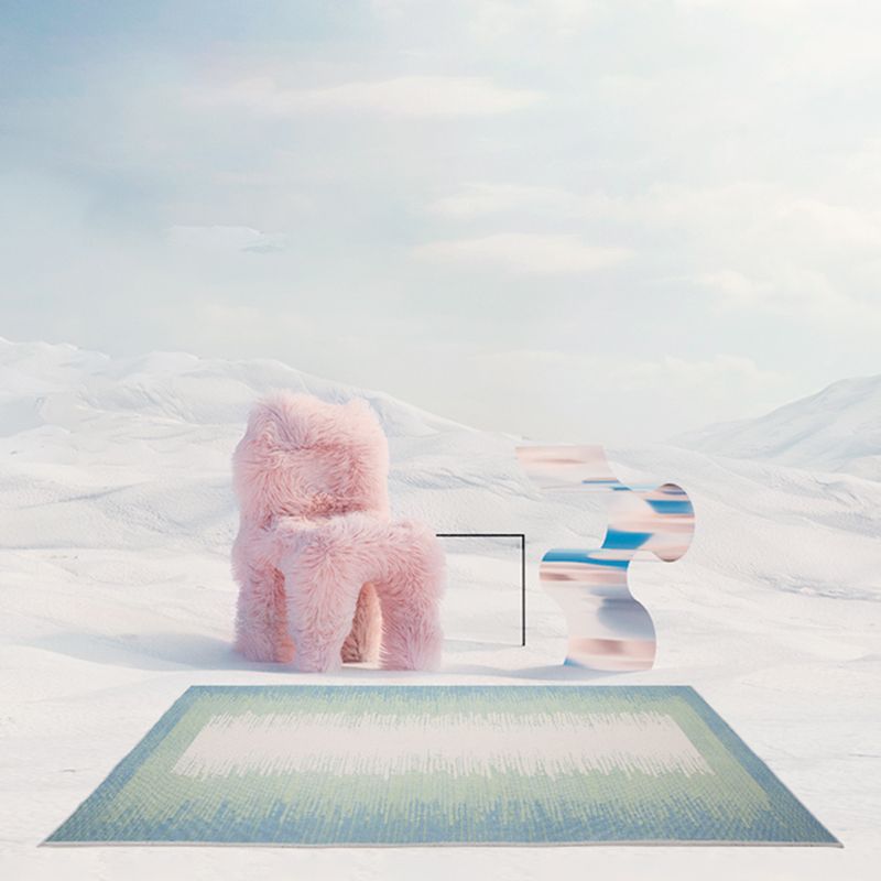 Stylish Blue Area Rug Color Block Polyester Area Carpet Anti-Slip Easy Care Rug for Living Room