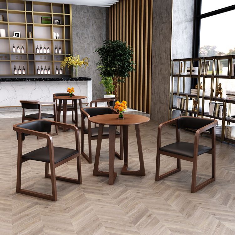 Solid Wood Double Pedestal Table Simplicity Dining Table Round for Kitchen Home