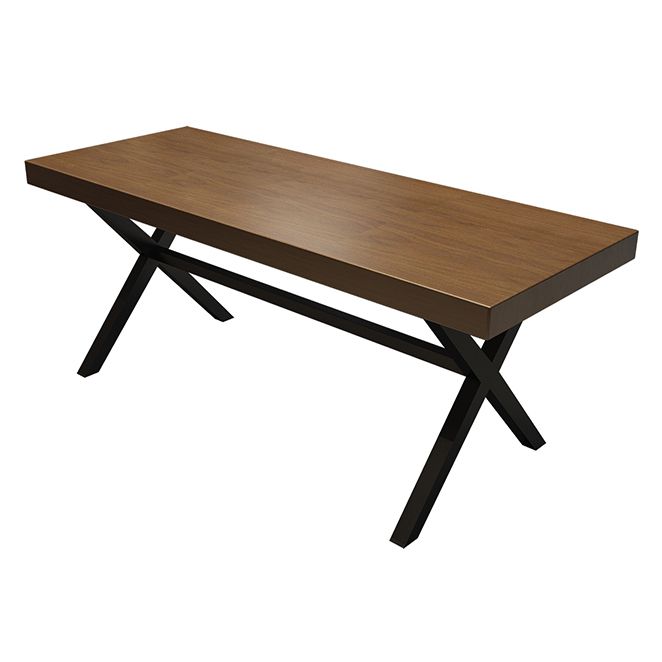 Industrial Style Solid Wood Dining Table Metallic Trestle Base Rectangle Table for Home